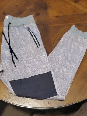 Kids Gray Heather Jogger Sweatpants with Black Knee Panel